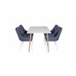 Polar Dining Table - 120*75*H75 - White / Oak, Plaza Dining Chair - White Legs - Blue Fabric_4