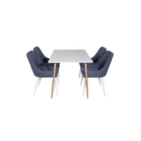 Polar Dining Table - 120*75*H75 - White / Oak, Plaza Dining Chair - White Legs - Blue Fabric_4