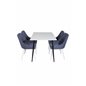 Polar Dining Table - 120*75*H75 - White / Black, Plaza Dining Chair - White Legs - Blue Fabric_4