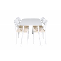 Polar Dining table 120 cm - White White, Polly Dining Chair - Nature / White_4