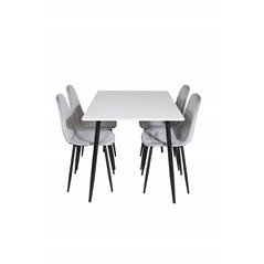 Polar Dining Table - 120*75*H75 - White / Black, Polar Diamond Dining Chair - Black Legs - Grey Velvet_4