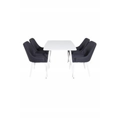 Polar Dining table 120 cm - White White, Plaza Dining Chair - White Legs - Black Fabric_4