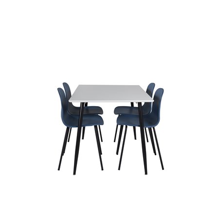 Polar Dining Table - 120*75*H75 - White / Black, Arctic Dining Chair - Black Legs - Blue Plastic_4