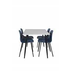 Polar Dining Table - 120*75*H75 - White / Black, Arctic Dining Chair - Black Legs - Blue Plastic_4