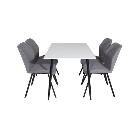 Polar Dining Table - 120*75*H75 - White / Black, Gemma Dining Chair - Black Legs - Grey Fabric_4