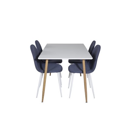 Polar Dining Table - 120*75*H75 - White / Oak, Polar Dining Chair - White Legs - Blue Fabric_4