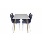 Polar Dining Table - 120*75*H75 - White / Oak, Polar Dining Chair - White Legs - Blue Fabric_4