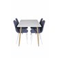 Polar Dining Table - 120*75*H75 - White / Oak, Polar Dining Chair - White Legs - Blue Fabric_4