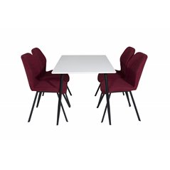 Polar Dining Table - 120*75*H75 - White / Black, Gemma Dining Chair - Black Legs - Red Fabric_4