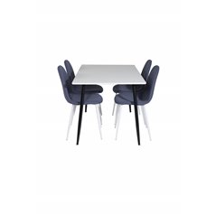 Polar Dining Table - 120*75*H75 - White / Black, Polar Dining Chair - White Legs - Blue Fabric_4