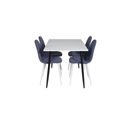 Polar Dining Table - 120*75*H75 - White / Black, Polar Dining Chair - White Legs - Blue Fabric_4