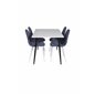 Polar Dining Table - 120*75*H75 - White / Black, Polar Dining Chair - White Legs - Blue Fabric_4