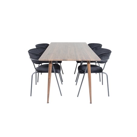 Polar Dining Table 180 cm - Walnut top - Walnut Legs, Arrow armchair - Black Legs - Black Velvet_4