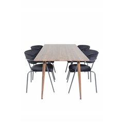 Polar Dining Table 180 cm - Walnut top - Walnut Legs, Arrow armchair - Black Legs - Black Velvet_4