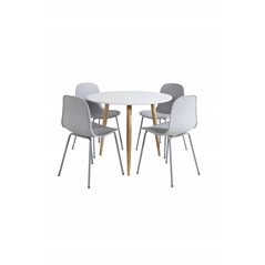 Polar Dining Table ø 90cm - White / Oak, Arctic Dining Chair - Grey Legs - Grey Plastic_4