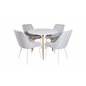 Polar Dining Table ø 90cm - White / Oak, Plaza Dining chair - White legs - Light Grey Fabric_4