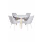 Polar Dining Table ø 90cm - White / Oak, Plaza Dining chair - White legs - Light Grey Fabric_4