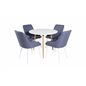 Polar Dining Table ø 90cm - White / Oak, Plaza Dining Chair - White Legs - Blue Fabric_4