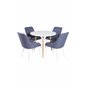 Polar Dining Table ø 90cm - White / Oak, Plaza Dining Chair - White Legs - Blue Fabric_4