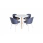 Polar Dining Table ø 90cm - White / Oak, Velvet Dining Chiar - White legs - Blue Fabric_4