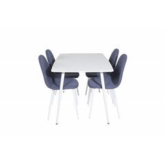 Polar Dining table 120 cm - White White, Polar Dining Chair - White Legs - Blue Fabric_4