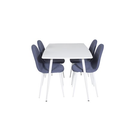 Polar Dining table 120 cm - White White, Polar Dining Chair - White Legs - Blue Fabric_4