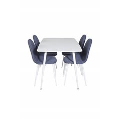 Polar Dining table 120 cm - White White, Polar Dining Chair - White Legs - Blue Fabric_4