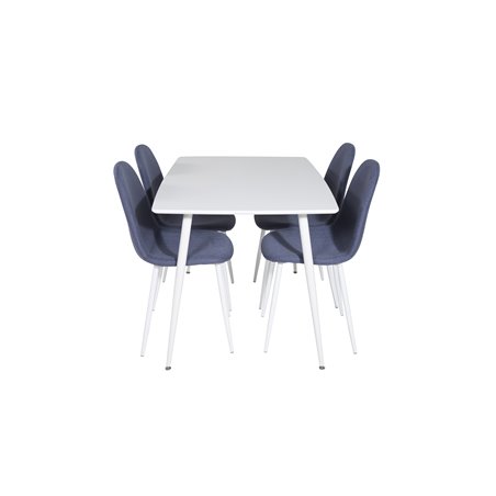 Polar Dining table 120 cm - White White, Polar Dining Chair - White Legs - Blue Fabric_4