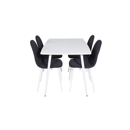 Polar Dining table 120 cm - White White, Polar Dining Chair - White Legs - Black Fabric_4