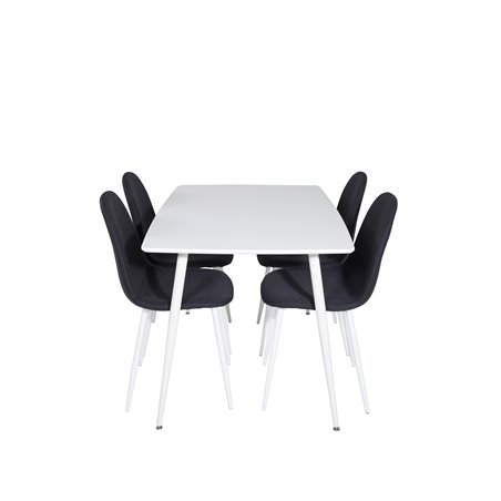 Polar Dining table 120 cm - White White, Polar Dining Chair - White Legs - Black Fabric_4