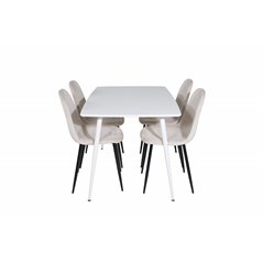 Polar Dining table 120 cm - White White, Polar Dining Chair- Black legs / Beige Velvet (ersätter 19902-880)_4