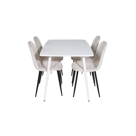 Polar Dining table 120 cm - White White, Polar Dining Chair- Black legs / Beige Velvet (ersätter 19902-880)_4