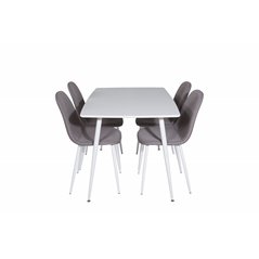 Polar Dining table 120 cm - White White, Polar Dining Chair - Grey / White_4