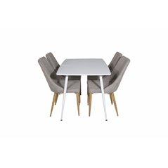 Polar Dining table 120 cm - White White, Leone Dining Chair - Light Grey / Oak_4