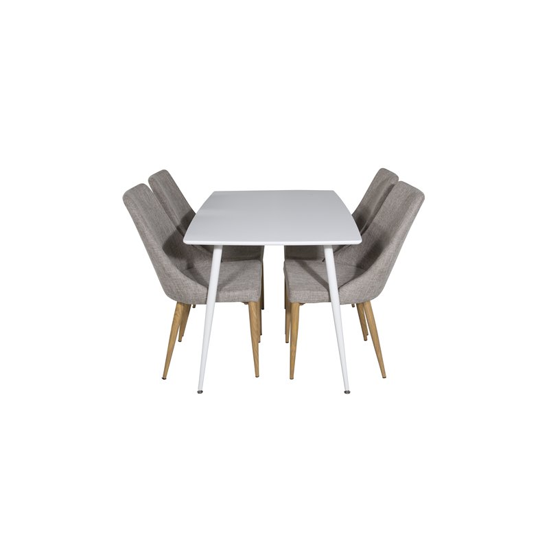 Polar Dining table 120 cm - White White, Leone Dining Chair - Light Grey / Oak_4