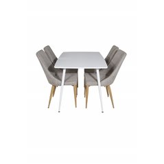 Polar Dining table 120 cm - White White, Leone Dining Chair - Light Grey / Oak_4