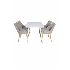 Polar Dining table 120 cm - White White, Plaza Dining Chair - Light Grey / Oak_4