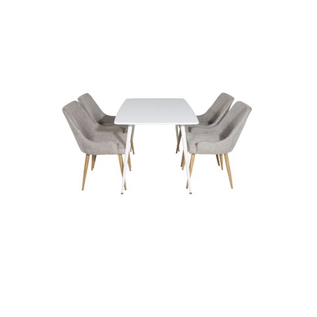 Polar Dining table 120 cm - White White, Plaza Dining Chair - Light Grey / Oak_4