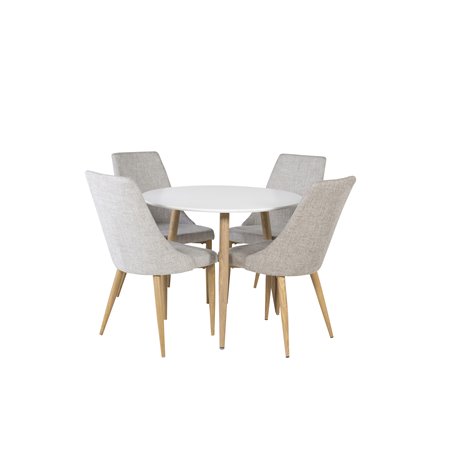 Polar Dining Table ø 90cm - White / Oak, Leone Dining Chair - Light Grey / Oak_4