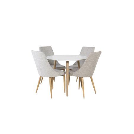 Polar Dining Table ø 90cm - White / Oak, Leone Dining Chair - Light Grey / Oak_4