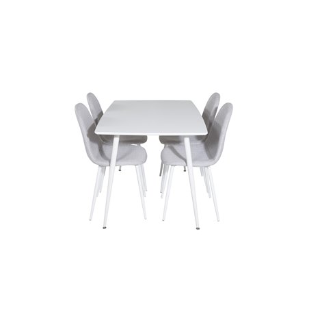 Polar Dining table 120 cm - White White, Polar Dining Chair - White Legs - Light Grey Fabric_4