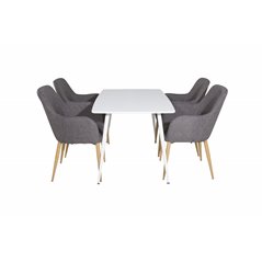 Polar Dining table 120 cm - White White, Comfort Dining Chair - Dark Grey / Oak_4