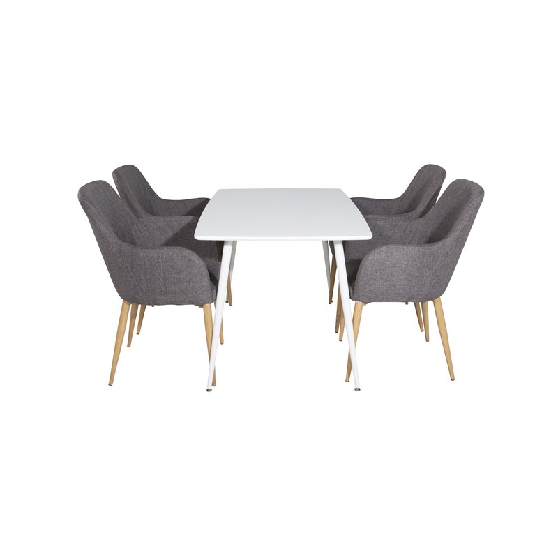 Polar Dining table 120 cm - White White, Comfort Dining Chair - Dark Grey / Oak_4