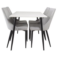 Polar Dining Table - 120*75*H75 - White / Black, Leone Dining Chair - Grey / Black_4