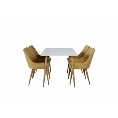 Polar Dining Table - 120*75*H75 - White / Oak, Plaza Dining Chair - Yellow / Oak_4