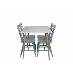 Polar Dining Table - 120*75*H75 - White / Oak, Lönneberga Windsor Chair - Mint Green_4