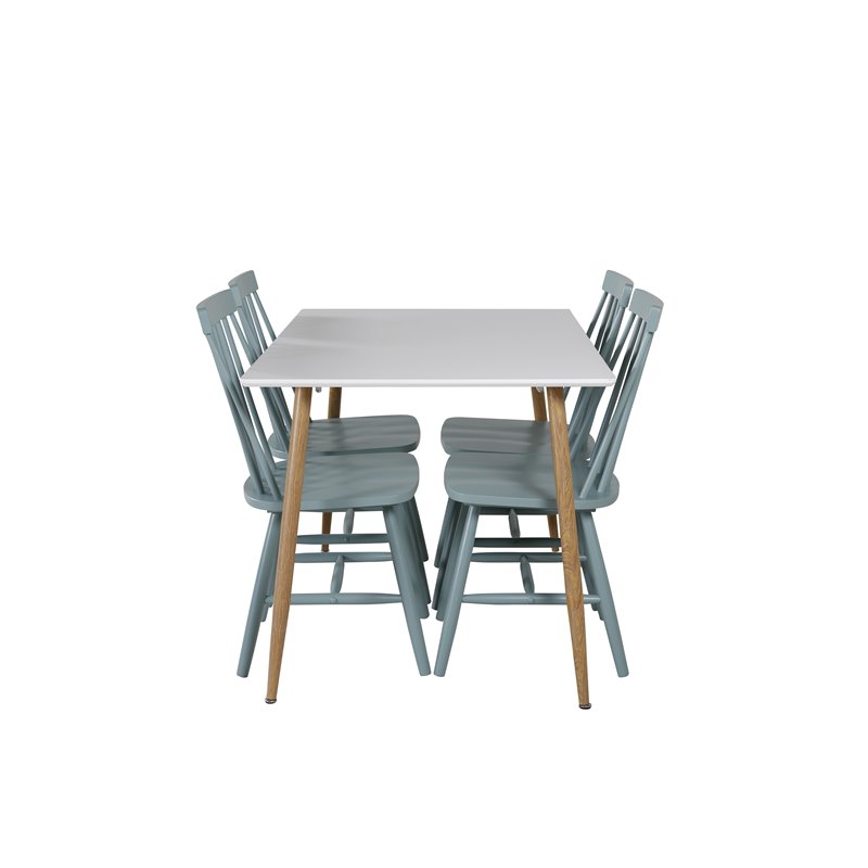 Polar Dining Table - 120*75*H75 - White / Oak, Lönneberga Windsor Chair - Mint Green_4