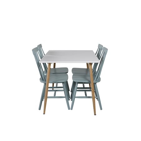 Polar Dining Table - 120*75*H75 - White / Oak, Lönneberga Windsor Chair - Mint Green_4