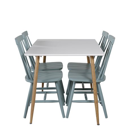 Polar Dining Table - 120*75*H75 - White / Oak, Lönneberga Windsor Chair - Mint Green_4