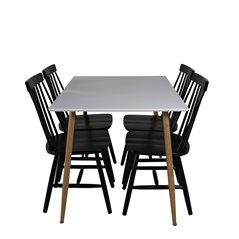 Polar Dining Table - 120*75*H75 - White / Oak, Lönneberga Windsor Chair - Black_4